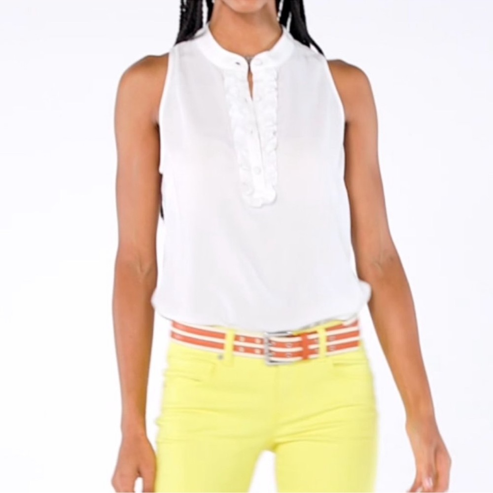 Cabi Frill Top  Spring 2023 Collection white NWT